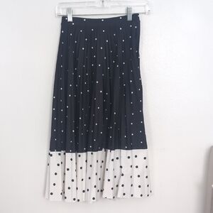 Bershka Blue Midi A-Line Skirt with Pleated Tiered Design